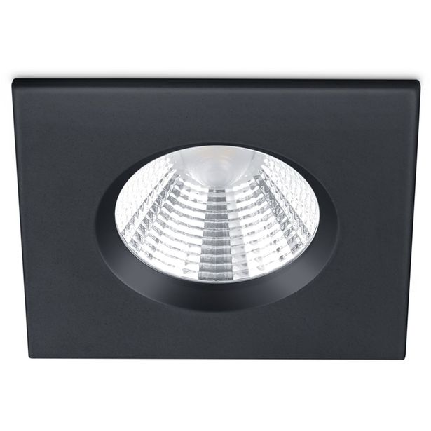 LED-alasvalo Trio Zagros, IP65, mattamusta, neliö