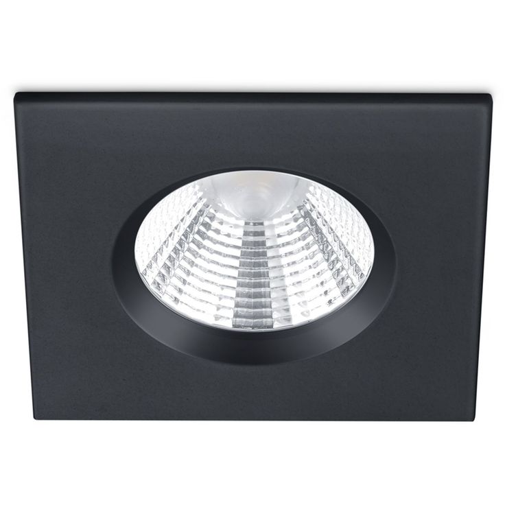 LED-alasvalo Trio Zagros, IP65, mattamusta, neliö