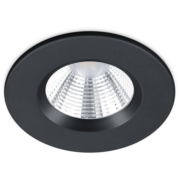 LED-alasvalo Trio Zagros, IP65, mattamusta, pyöreä