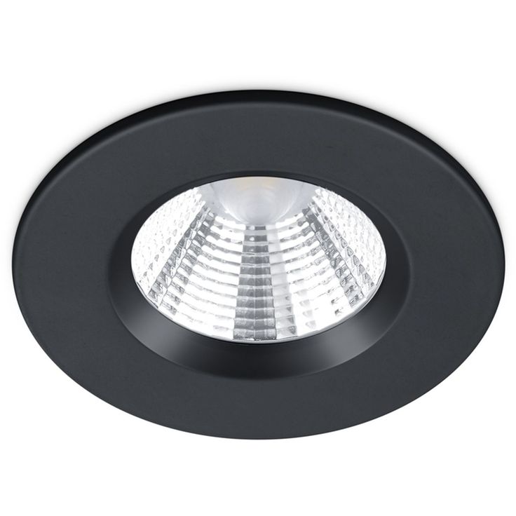 LED-alasvalo Trio Zagros, IP65, mattamusta, pyöreä