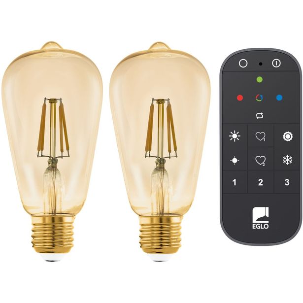 LED-Aloituspakkaus Eglo connect.z ZigBee filamentti E27 ST64 500lm 4.9W 2kpl + kaukosäädin