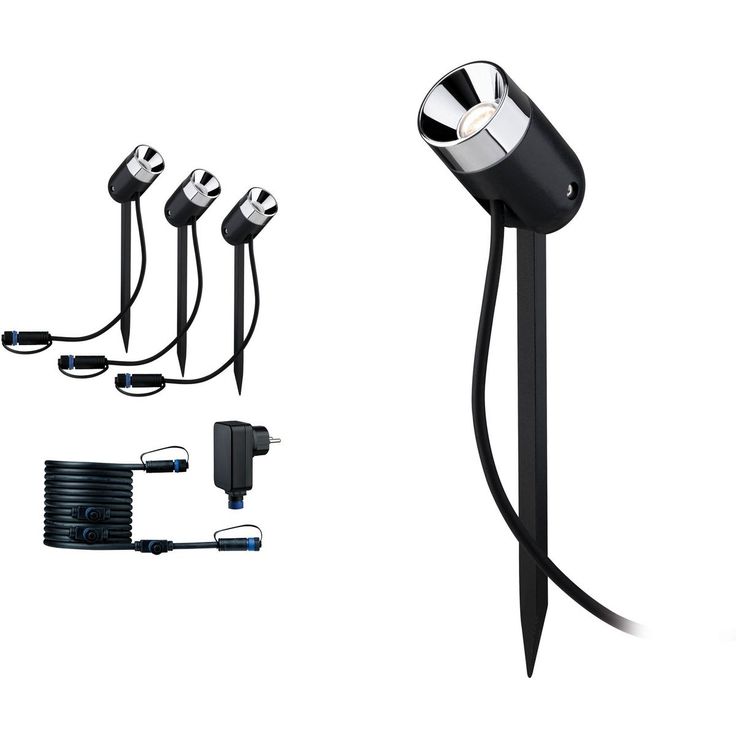 LED-Ulkospottivalaisimen lisäsarja Paulmann Plug & Shine SpotPike, 3-osainen