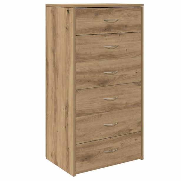 Lipasto 6 vetolaatikolla Käsityöläinen tammi 50x34x96 cm (55891)