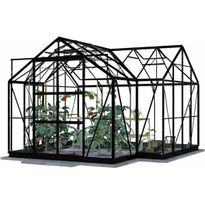 Kasvihuone Lykke T-muotoinen, sis. lasi- ja polykarbonaattipaneelit, musta, 12,8 m2