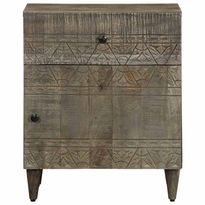 Makuuhuoneen sivukaappi vaaleanharmaa 50x33x60 cm massiivipuu mango (17800)