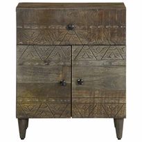 Makuuhuoneen sivukaappi vaaleanharmaa 50x33x60 cm massiivipuu mango (17803)