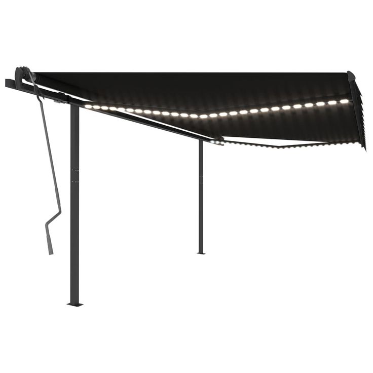 Manuaalisesti kelattava markiisi LED-valoilla 4x3 m antrasiitti (70144)