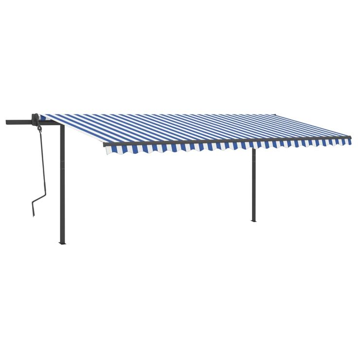 Manuaalisesti kelattava markiisi LED-valot 5x3,5m sinivalkoinen (70261)