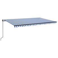 Manuaalisesti sisäänkelattava markiisi LED 500x350 cm sinivalk. (69221)