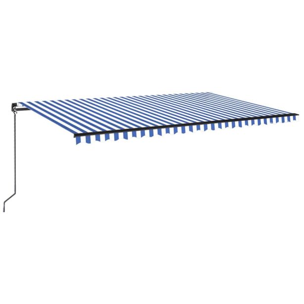 Manuaalisesti sisäänkelattava markiisi LED 500x350 cm sinivalk. (69221)