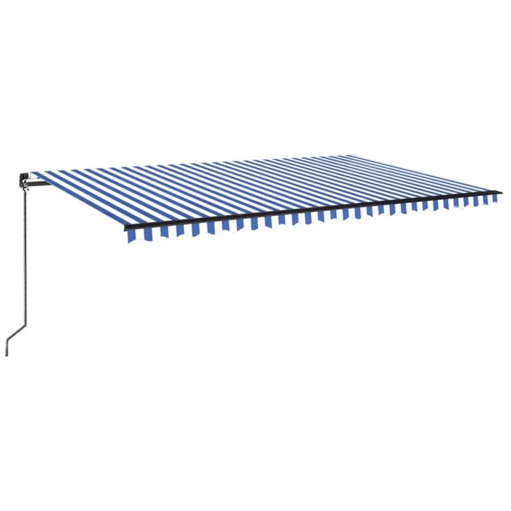 Manuaalisesti sisäänkelattava markiisi LED 500x350 cm sinivalk. (69221)