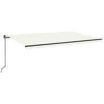 Manuaalisesti sisäänkelattava markiisi LED-valo 500x350cm kerma (69222)