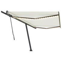 Manuaalisesti sisäänkelattava markiisi LEDillä 500x350 cm kerma (69862)