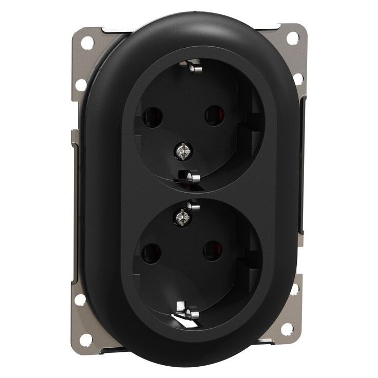Matala pistorasia Schneider Electric ELKO One, 2-osainen, 16A, IP21, UKR, uppoasennus, keskiölevyllä, ruuviliitos