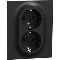 Matala pistorasia Schneider Electric ELKO One, 2-osainen, 16A, IP21, UPJ, uppoasennus, peitelevyllä, jousiliitos
