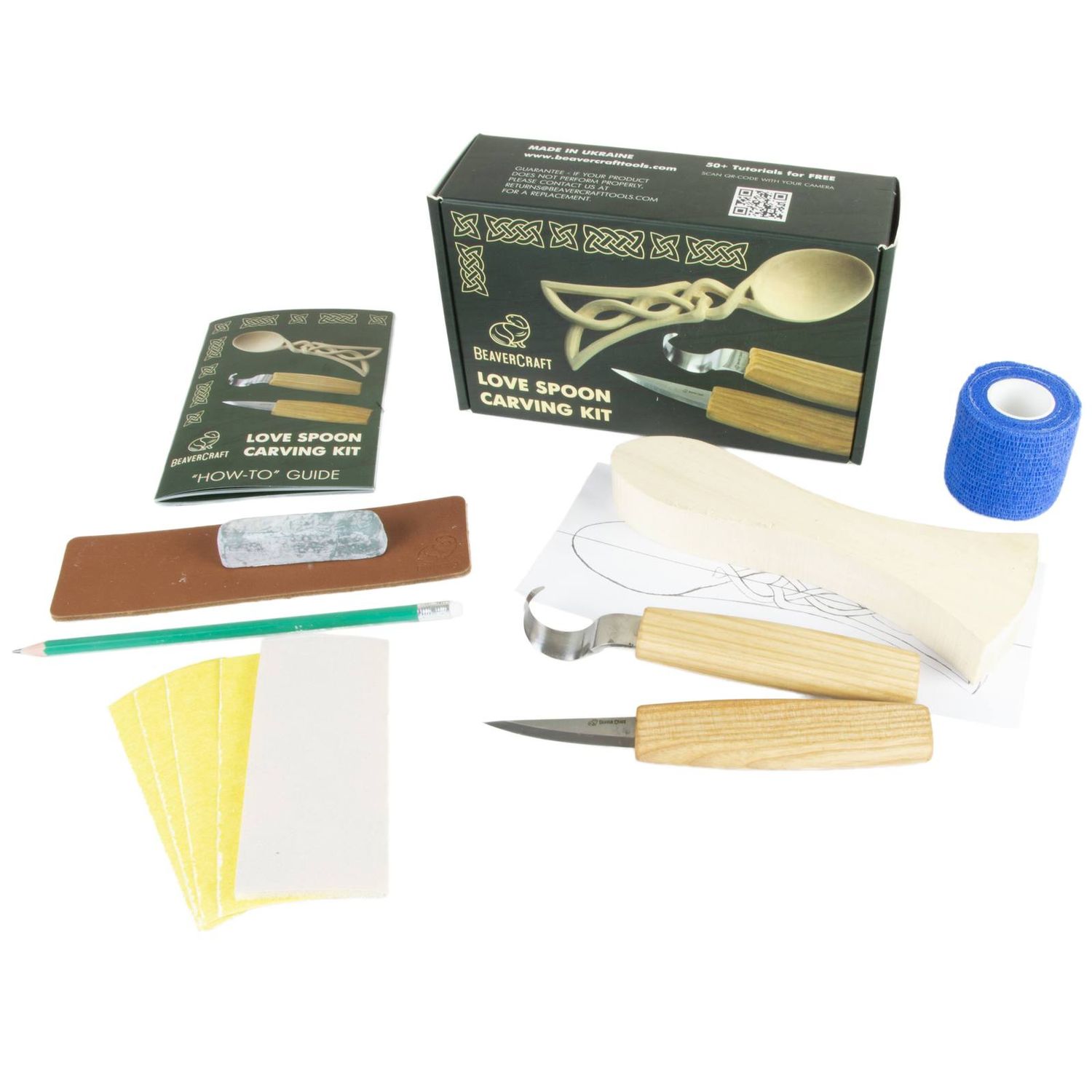 Kaiverrusveitsisarja BeaverCraft rakkauslusikka, aloituspakkaus