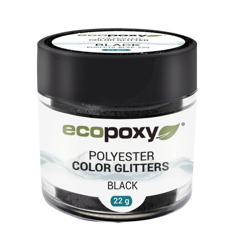 Väriglitteri EcoPoxy Polyester Color Glitter 22g, musta
