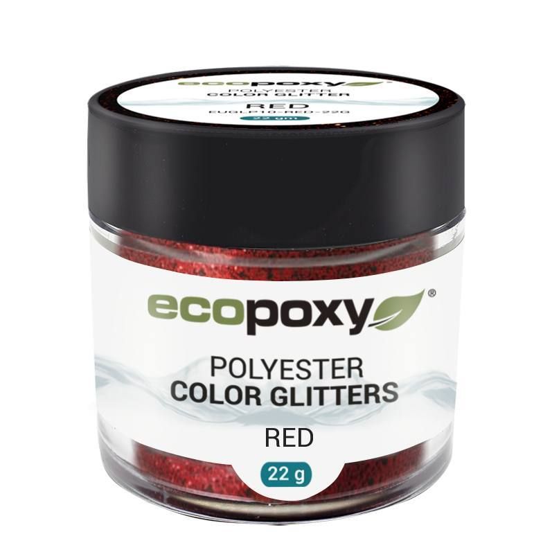 Väriglitteri EcoPoxy Polyester Color Glitter 22g, punainen