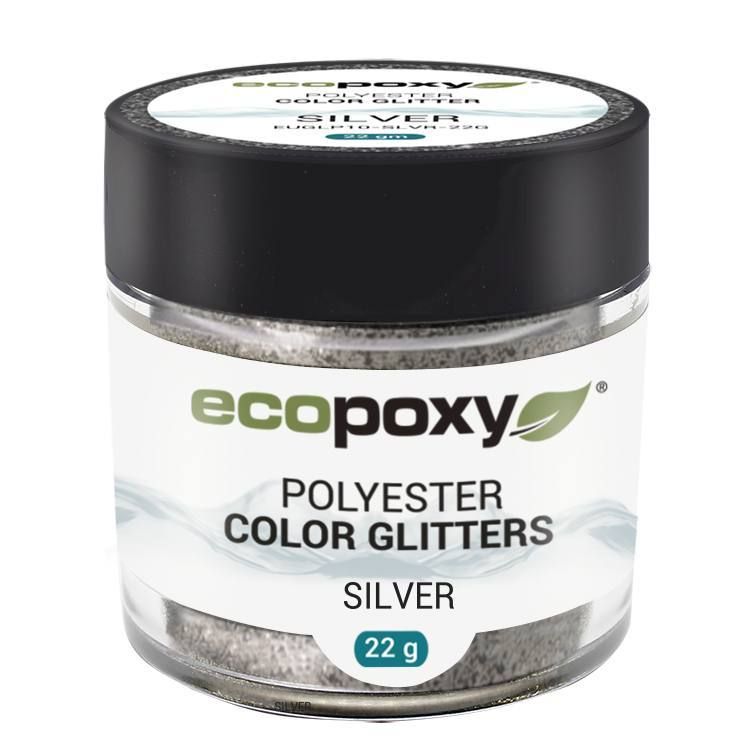 Väriglitteri EcoPoxy Polyester Color Glitter 22g, hopea