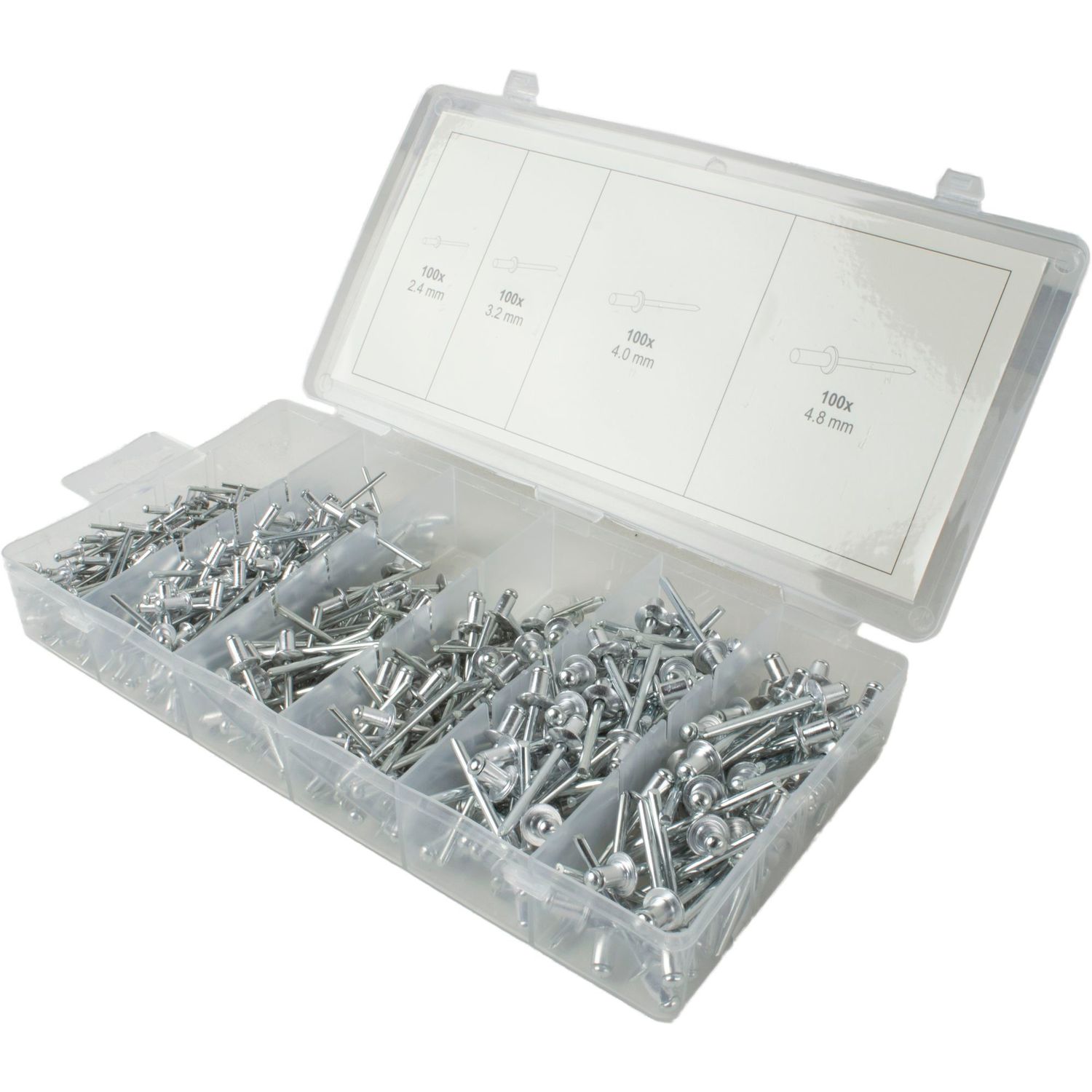 Vetoniittisarja Yato, 400 osaa, 2.4-4.8mm x 100mm