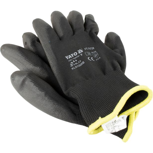 Asentajankäsine Yato nro. 9, nylon/PU, musta