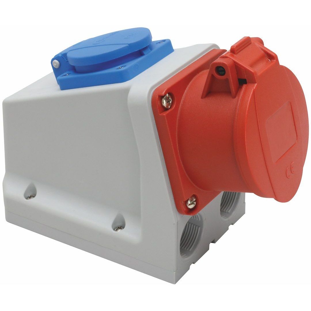 Seinäpistorasia Malmbergs, 16A, 3+N+PE, 6H, 400V, IP44, Schuko