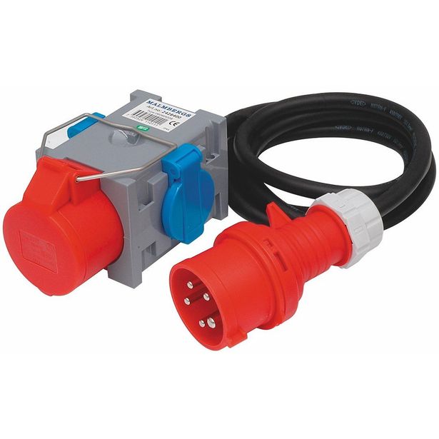 Haaroitin Malmbergs, 3-vaihe/schuko, 16A, 1,5m