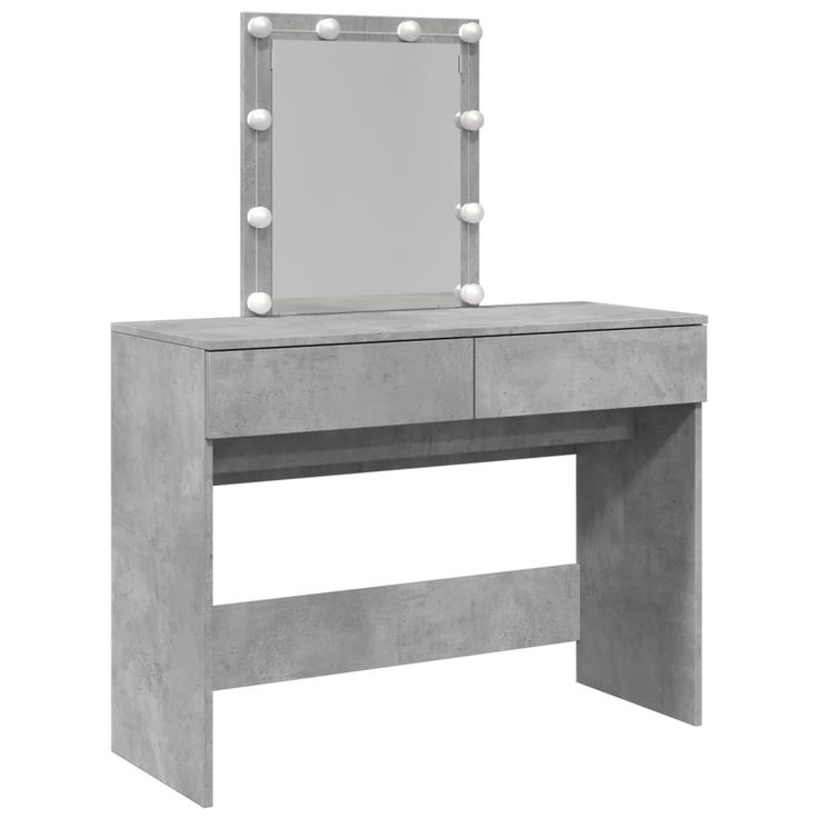 Meikkipöytä LED-valoilla betoninharmaa 100x40x130 cm (48195)