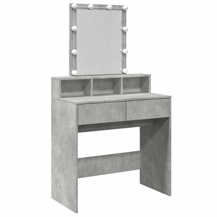 Meikkipöytä LED-valoilla betoninharmaa 80x41x144,5 cm (48181)