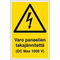 Merkintätarra &quot;Varo takapaneelien jännitettä&quot;, 8x10cm