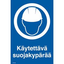 Merkintäkilpi &quot;Käytettävä suojakypärää&quot;, 20x30cm