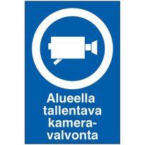 Merkintäkilpi &quot;Alueella tallentava kameravalvonta&quot;, 20x30cm