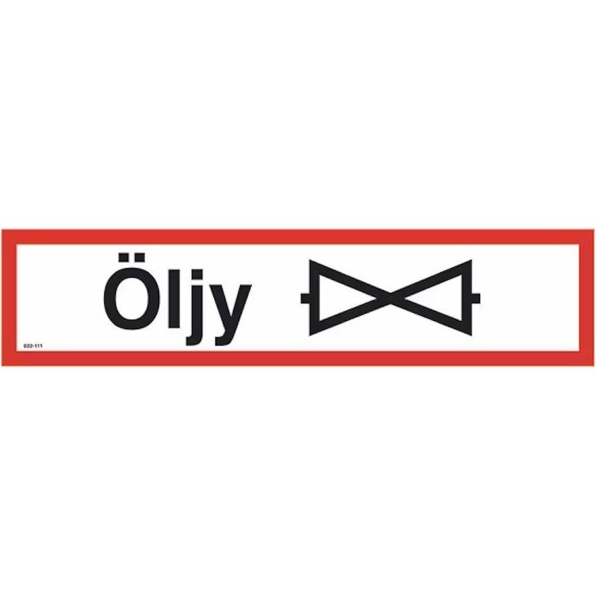 Merkintäkilpi "Öljy + sulkumerkki", 40x10cm