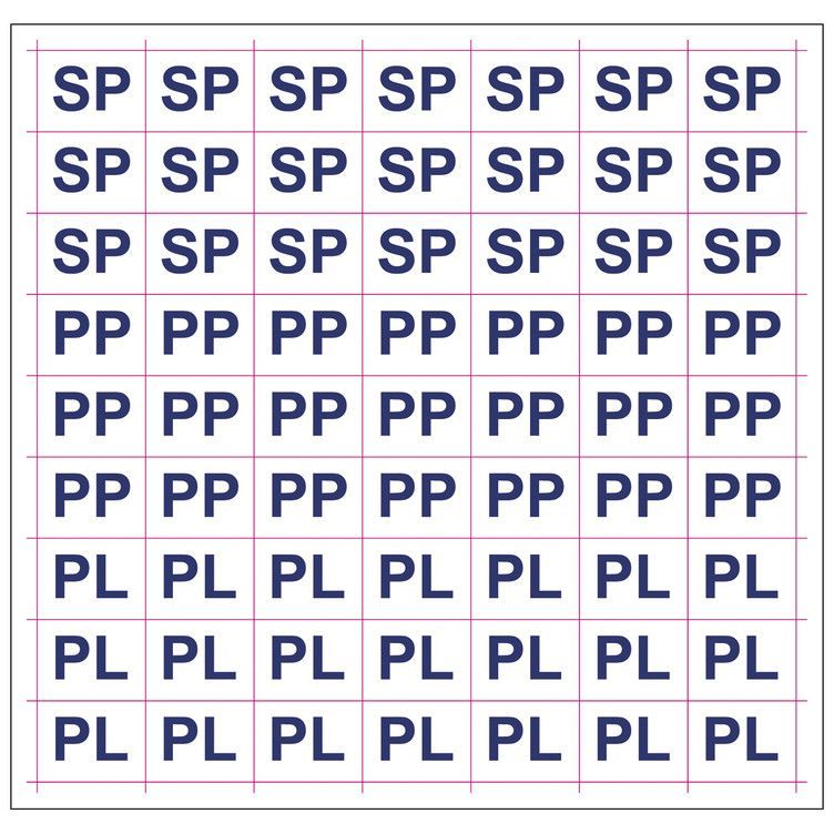 Merkintätarrat "SP, "PP", "PL"