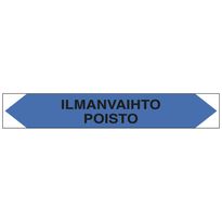 Merkintätarra/putkistotarra &quot;Ilmanvaihto poisto&quot;, 16x2.5cm, 5kpl