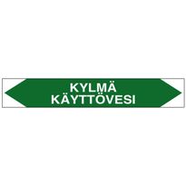 Merkintätarra/putkistotarra &quot;Kylmä käyttövesi&quot;, 16x2.5cm, 5kpl