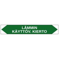 Merkintätarra/putkistotarra &quot;Lämmin käyttäv. kierto&quot;, 16x2.5cm, 5kpl
