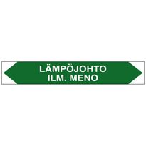 Merkintätarra/putkistotarra &quot;Lämpöjohto ilm. meno&quot;, 16x2.5cm, 5kpl
