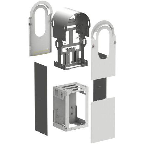 Metallisarja kahden Schneider Electric EVlink Pro AC -latausaseman asennukseen