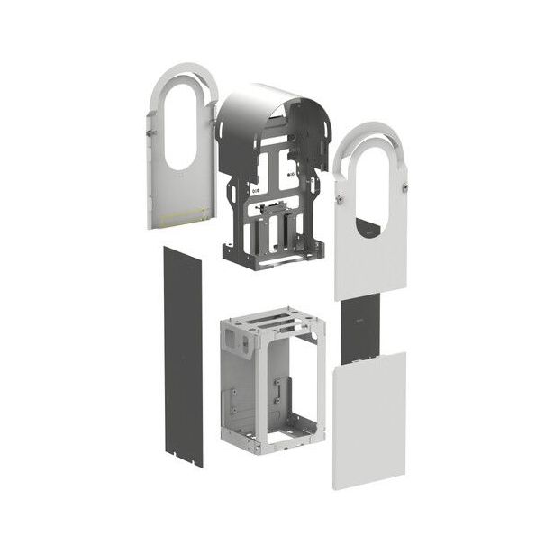 Metallisarja kahden Schneider Electric EVlink Pro AC -latausaseman asennukseen