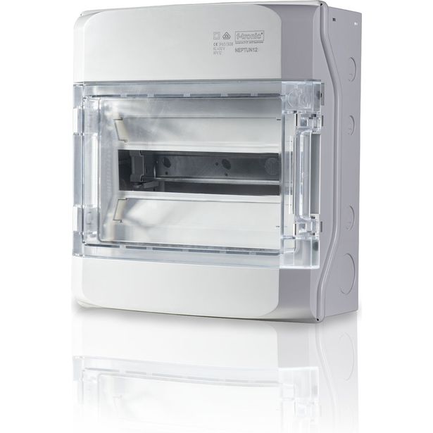Moduulikotelo F-Tronic Neptun12, 1 rivi, 12 MOD, IP65, laipat ylä- ja alapäädyssä