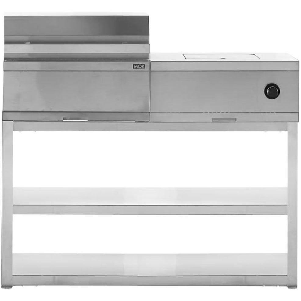 Kesäkeittiön hiiligrillimoduuli Myoutdoorkitchen, sivukeittimellä, 120cm, ruostumaton teräs