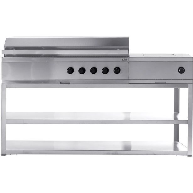 Kesäkeittiön kaasugrillimoduuli Myoutdoorkitchen Nordic Line,  5 poltinta ja sivukeitin, 180cm, ruostumaton teräs