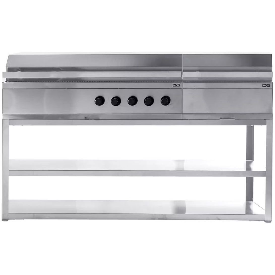 Kesäkeittiön kaasu- ja hiiligrillimoduuli Myoutdoorkitchen Nordic Line, 5 poltinta, 180cm, ruostumaton teräs