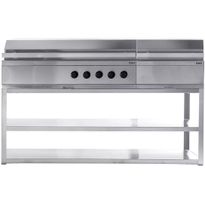 Kesäkeittiön kaasu- ja hiiligrillimoduuli Myoutdoorkitchen Nordic Line, 5 poltinta, 180cm, ruostumaton teräs
