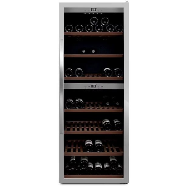 Kahden lämpötilan viinikaappi mQuvée WineExpert 126 Stainless - SW-126S, ruostumaton teräs