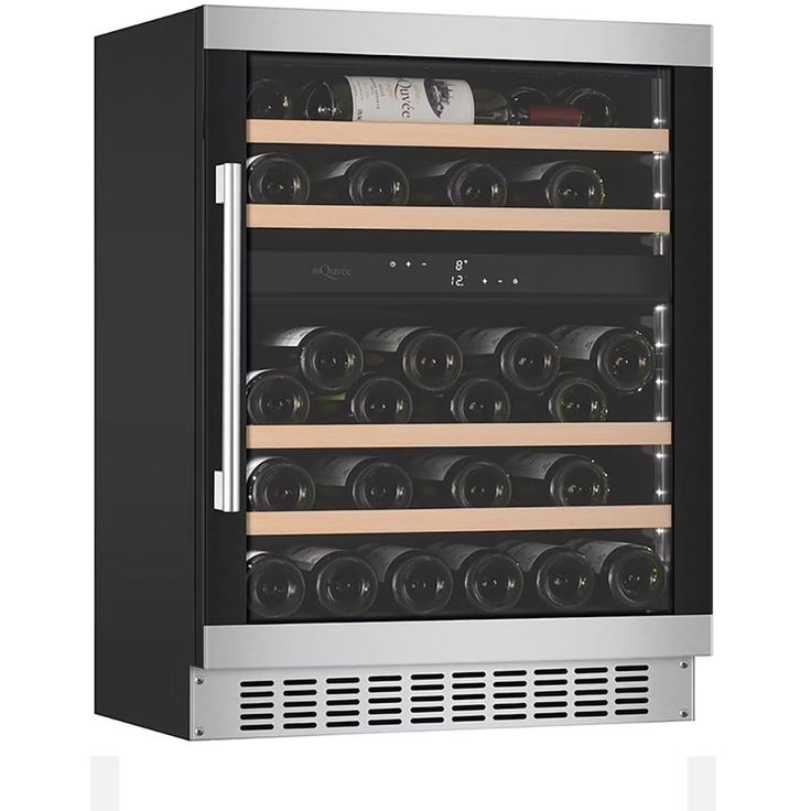 Viinikaappi mQuvée WineCave 60D WCD60M-700, 59.5cm, 2 lämpötila-aluetta, integroitava, musta,teräs