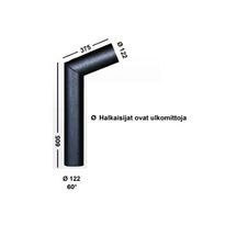 Savuhormi, kulma 60°, Ø122, Verkkokaupan poistotuote