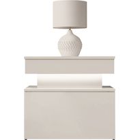Yöpöytä Nomla 1S GLOSSA 09, LED-valaistuksella, 55x39cm, beige