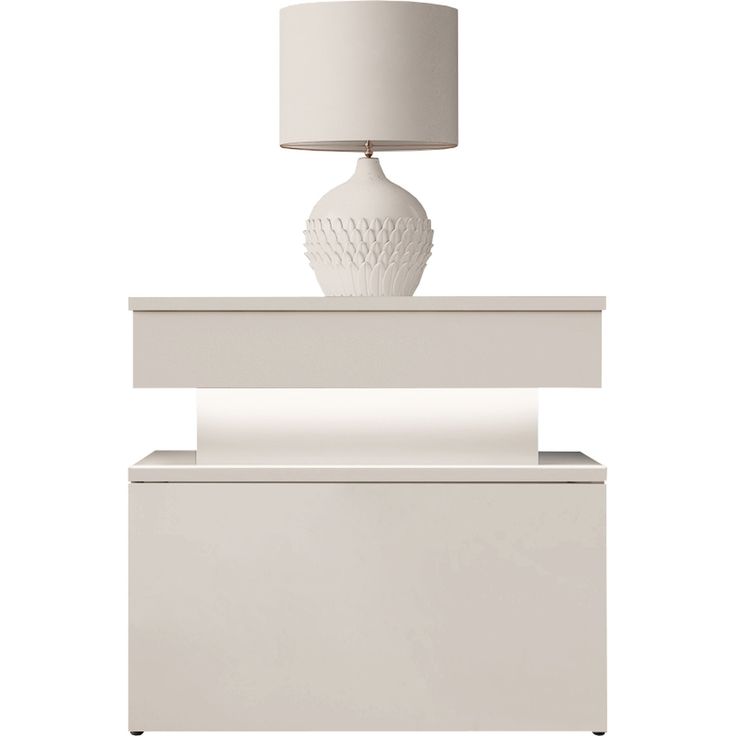 Yöpöytä Nomla 1S GLOSSA 09, LED-valaistuksella, 55x39cm, beige